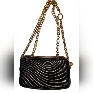 Henri Bendel No. 7 Quilted Convertible Black Bag in lambskin